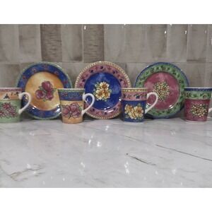 7 Pieces‎ Sango Watercolors Plates Mugs Set Apricot Melon Blueberry Strawberry